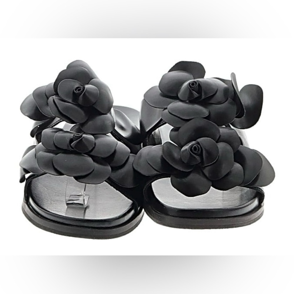 Isaac‎ Mizrahi Black Floral Women's Sandals Sz 7.5 NIB
